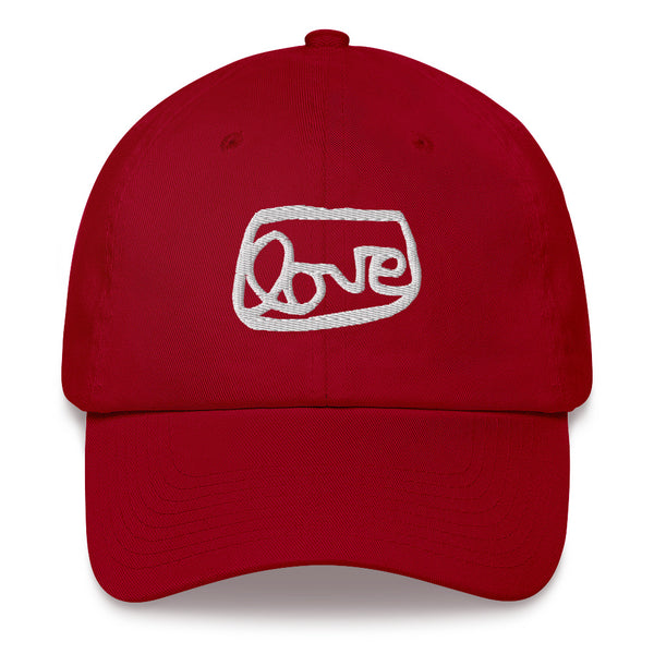 Embroidered LOVE dad hat - red