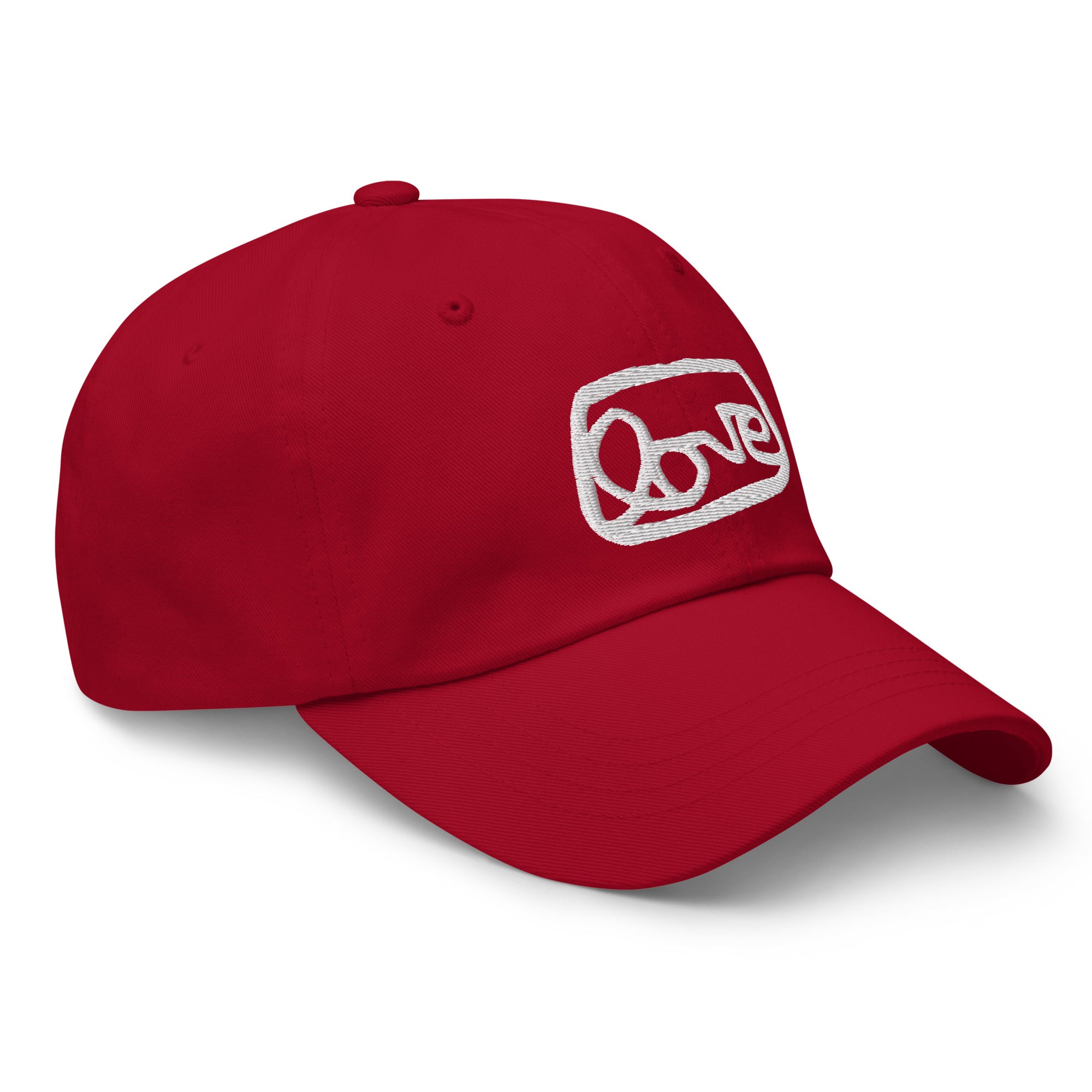 Embroidered LOVE dad hat - red