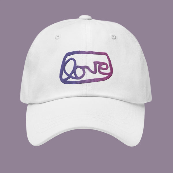 Embroidered LOVE dad hat - white with ombré
