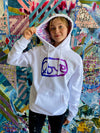 White hoodie with purple ombre LOVE